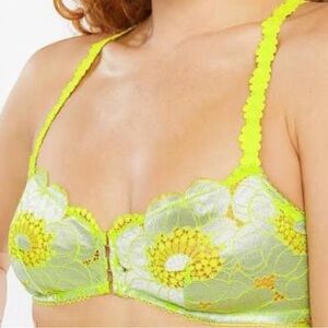 Savage X Fenty Perfect Poppies Lace Demi Bra  Neon Floral Embroidered Sheer